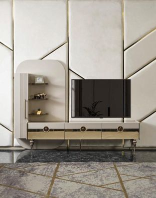 Luxus Wohnwand Italienische Stil TV Ständer Sideboard Grau Wohnzimmer