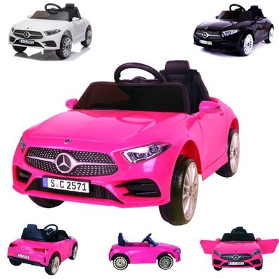ES-Toys Kinder Elektroauto Mercedes CLS350 EVA-Reifen, Kunstledersitz, MP3, USB