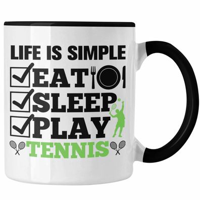 Tennis Tasse Geschenk fér Tennisspieler mit Spruch fér Männer Frauen Eat Sleep Tennis