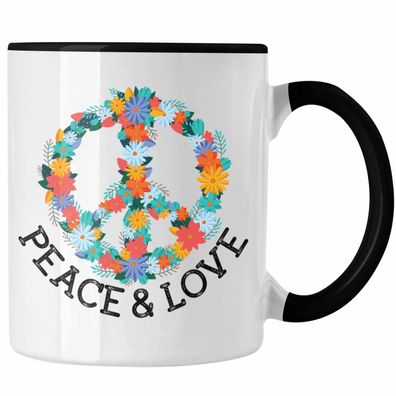 Peace & Love Zeichen Tasse Frieden Hippie 90er 80er Grafik Geschenk Blumen Grén