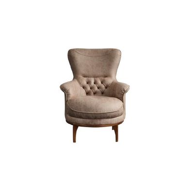 Chesterfield Design Sessel Wohnzimmer Luxus Modern Leder Braun 1 Sitzer