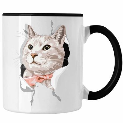 Lustige Katzen Tasse Geschenk Katzenbesitzerin 3D Katzengrafik Geschenkidee
