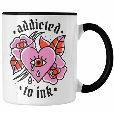 Tätowiererin Geschenk Tasse Addicted To Ink Geschenkidee fér Frau Mädchen Tattoo