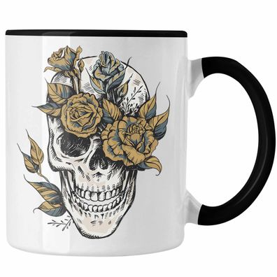 Totenkopf Kaffee Tasse Frauen Mädchen Männer Tattoo Geschenk Damen Idee Grafik Blumen