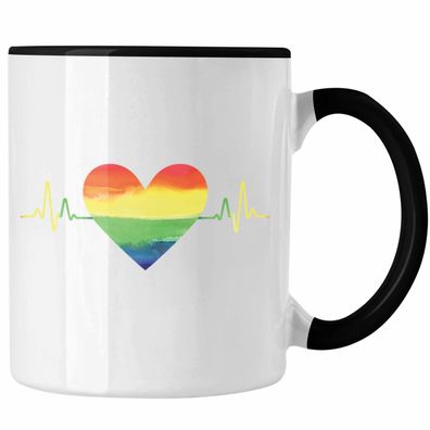 Regenbogen Tasse Geschenk LGBT Schwule Lesben Transgender Grafik Pride Herzschlag