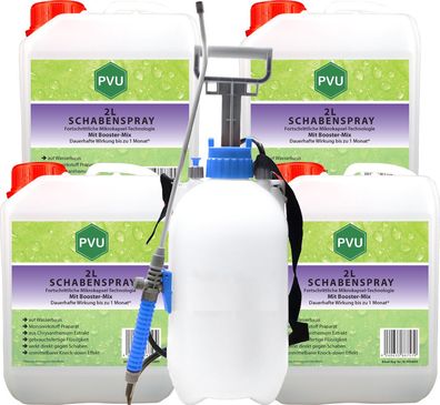 PVU 4x2L + 5L Sprüher Schaben Spray gegen Kakerlaken bekämpfen mit Langzeitwirkung