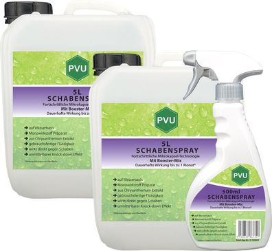 PVU 2x5L + 500ml Schaben Spray gegen Kakerlaken bekämpfen mit Langzeitwirkung