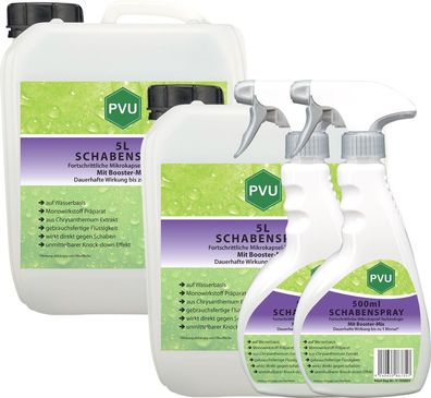 PVU 2x5L + 2x500ml Schaben Spray gegen Kakerlaken bekämpfen mit Langzeitwirkung