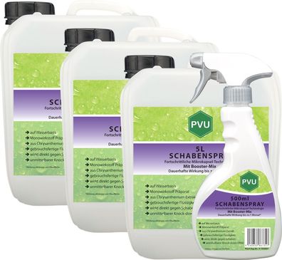 PVU 3x5L + 500ml Schaben Spray gegen Kakerlaken bekämpfen mit Langzeitwirkung