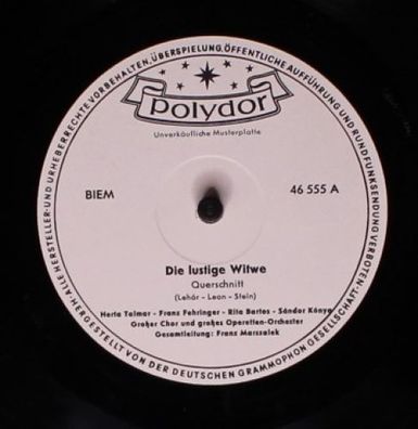 Polydor 46 555 - Die Lustige Witwe / Der Graf Von Luxemburg