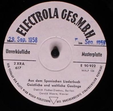 Electrola E 90 922 - Aus Dem Spanischen Liederbuch Geistliche Und Weltliche Ges?