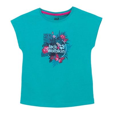 Jack Wolfskin Tropical kurzarm T-Shirt Kinder Baumwolle Blau 1607851-1105 128