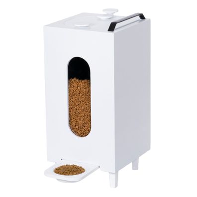 Trockenfutterspender Weiß 20L Katze Hund Futterspender Futterautomat mit Schale 10208