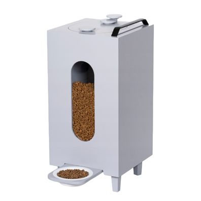 Trockenfutterspender Grau 20L Katze Hund Futterspender Futterautomat mit Schale 10211