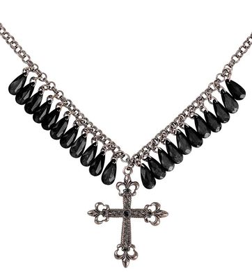 Gotik Halskette Kreuz mit Jupitertropfen