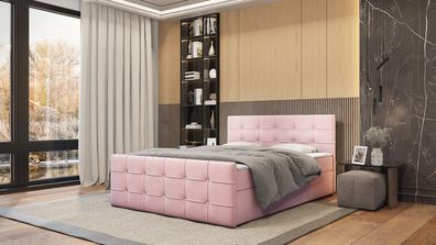 Kontinentales Bett Trento 160x200 mit zwei Bettkästen und Matratze. Stoff: Enjoy New