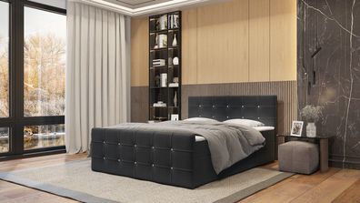 Kontinentales Bett Trento 180x200 mit zwei Bettkästen und Matratze. Stoff: Enjoy New