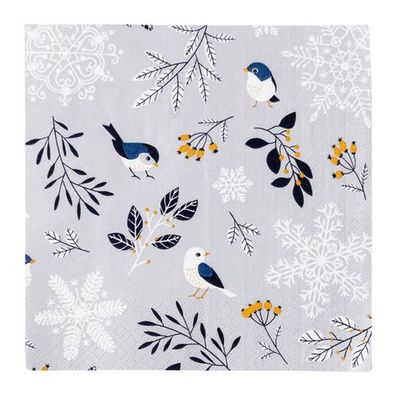 Lunchservietten „Birds and Twigs“, 33x33 cm, 3-lagig, Home Fashion®, 20 Stück, Nordic