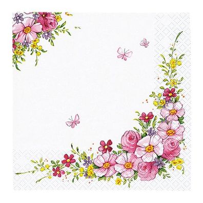 Lunchservietten „Cute Flowers“, 33x33 cm, 3-lagig, Home Fashion®, 20 Stück, Geburt, G