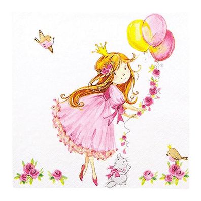 Lunchservietten „Cute Princess“, 33x33 cm, 3-lagig, Home Fashion®, 20 Stück, Geburtst