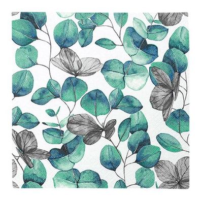 Lunchservietten „Eucalyptus Leaves“, 33x33 cm, 3-lagig, Home Fashion®, 20 Stück, Jubi