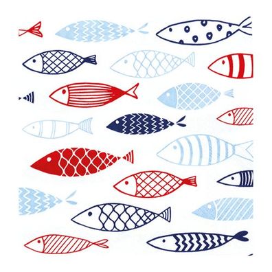 Lunchservietten „Fish on Tour“, 33x33 cm, 3-lagig, Home Fashion®, 20 Stück