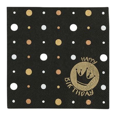 Lunchservietten „Happy Crown gold“, 33x33 cm, 3-lagig, Home Fashion®, 20 Stück, Gebur