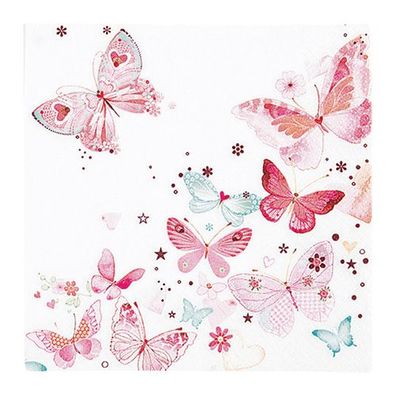 Lunchservietten „Lovely Butterflies“, 33x33 cm, 3-lagig, Home Fashion®, 20 Stück, Geb