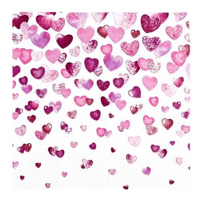 Lunchservietten „Lovely Hearts“, 33x33 cm, 3-lagig, Home Fashion®, 20 Stück, Geburt,
