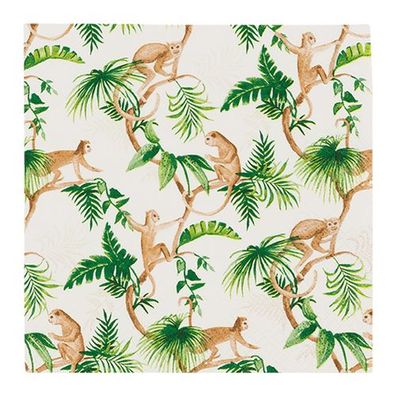 Lunchservietten „Monkey Family“, 33x33 cm, 3-lagig, Home Fashion®, 20 Stück, Jungle M