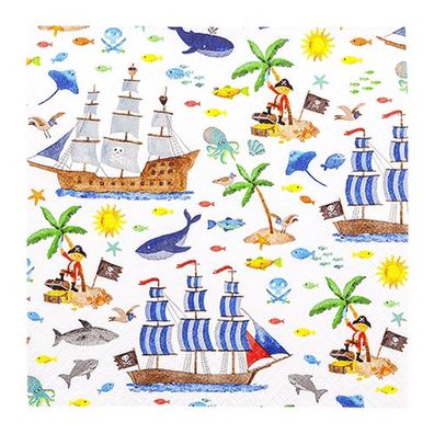 Lunchservietten „Pirates“, 33x33 cm, 3-lagig, Home Fashion®, 20 Stück, Geburtstag, Pa