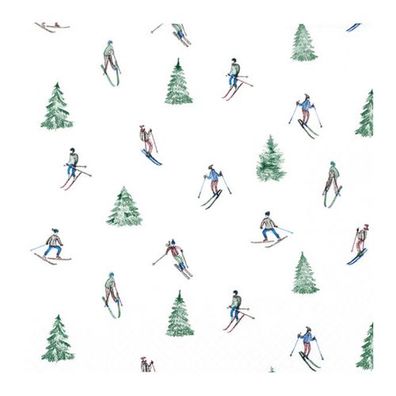 Lunchservietten „Skiing“, 33x33 cm, 3-lagig, Home Fashion®, 20 Stück, Mountain Feelin