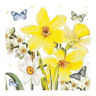 Lunchservietten „Watercolor Narcissus“, 33x33 cm, 3-lagig, Home Fashion®, 20 Stück, H