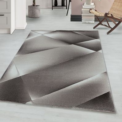 Kurzflor modern Teppich Wohnzimmerteppich Abstraktes Design Rechteckig BRAUN