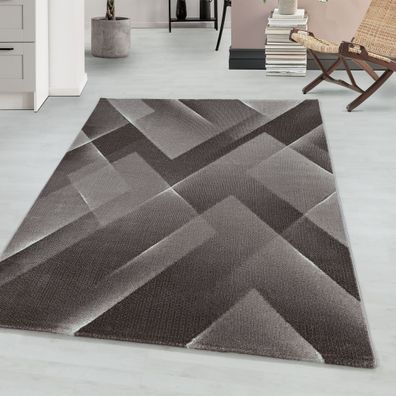 Kurzflor modern Teppich Wohnzimmerteppich 3-D Muster Dreieck Rechteckig BRAUN