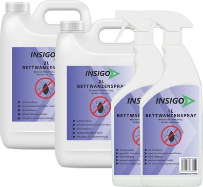 INSIGO 2x2L + 2x1LBettwanzenspray Bettwanzenmittel Bettwanzenschutz gegen Wanzen Befa