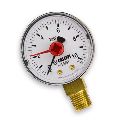 Druck Anzeige Manometer Druckanzeige 1/4" 0-10 bar Ø 50mm Anschluss unten mittig