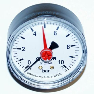 Kunststoff Manometer 1/4 Zoll 0-10 bar Wasser Ø 60 mm Anschluss hinten mittig