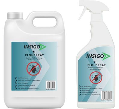 INSIGO 2L + 1lL Anti Floh Bekämpfung Schutz Spray Mittel Befall gegen Flöhe Vernichte