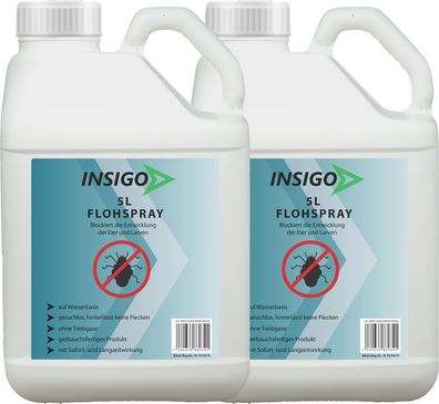 INSIGO 2x5L Anti Floh Bekämpfung Schutz Spray Mittel Befall gegen Flöhe Vernichter