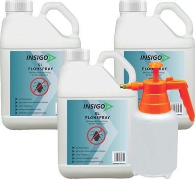 INSIGO 3x5L + 2L Drucksprüher Anti Floh Bekämpfung Schutz Spray Mittel Befall gegen F