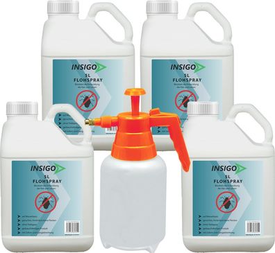 INSIGO 4x5L + 2L Drucksprüher Anti Floh Bekämpfung Schutz Spray Mittel Befall gegen F