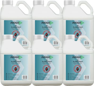 INSIGO 6x5L Anti Floh Bekämpfung Schutz Spray Mittel Befall gegen Flöhe Vernichter