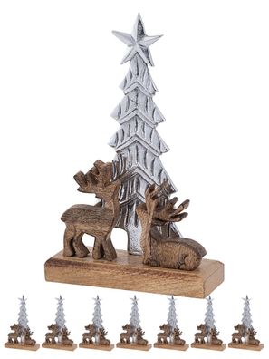 Dekofigur Weihnachtsbaum mit Hirschen 20x31cm Masterbox 8-teilig Weihnachtsdeko ...