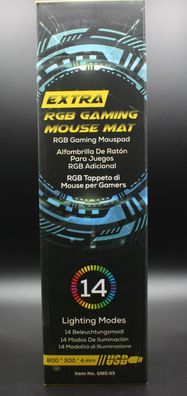 RGB Gaming Mauspad 800x300x4mm beleuchtet 14 Farben Wasserdicht Anti Rutsch Schw