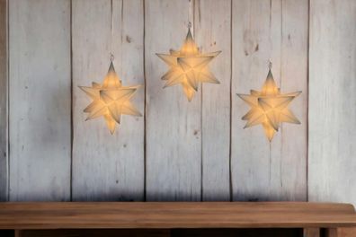 LED Sterne Weihnachten weiß 3 Stück hängend Fernbedienung RGB Timer Dimmer 13cm