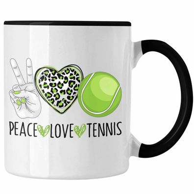 Lustige Tennis Tasse fér Tennis-Spieler Coach Trainer Geschenk "Peace Love Tennis"
