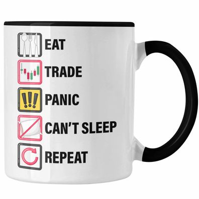 Eat Sleep Panic Repeat Tasse Geschenkidee fér Trader, Aktien- und Börsenliebhaber