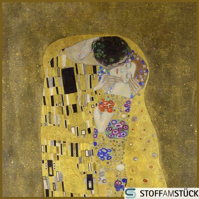 Stoff Kissen Panel Kunstleder Der Kuss 45 cm x 45 cm bedruckt Gustav Klimt