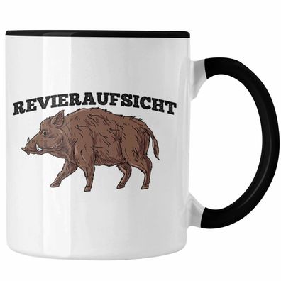 Lustige Tasse "Revieraufsicht" Wildschwein Grafik Geschenk fér Jäger Jägd